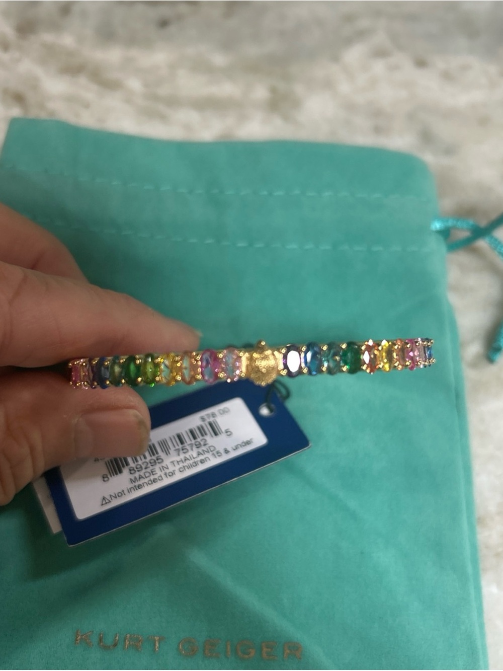 Kurt Geiger London Evil Eye Hinge Bangle Bracelet Gold Tone Multicolor Crystal